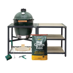 Large Big Green Egg in Modular Nest with Expansion & Acacia Inserts Package