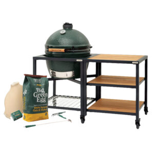 XLarge Big Green Egg in Modular Nest with Expansion & Acacia Inserts Package