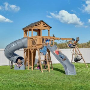 Backyard Discovery Dover Bay Swing Set with Tube Slide