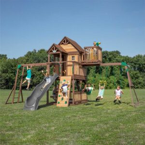 Backyard Discovery Skyfort II Swing Set with Wave Slide